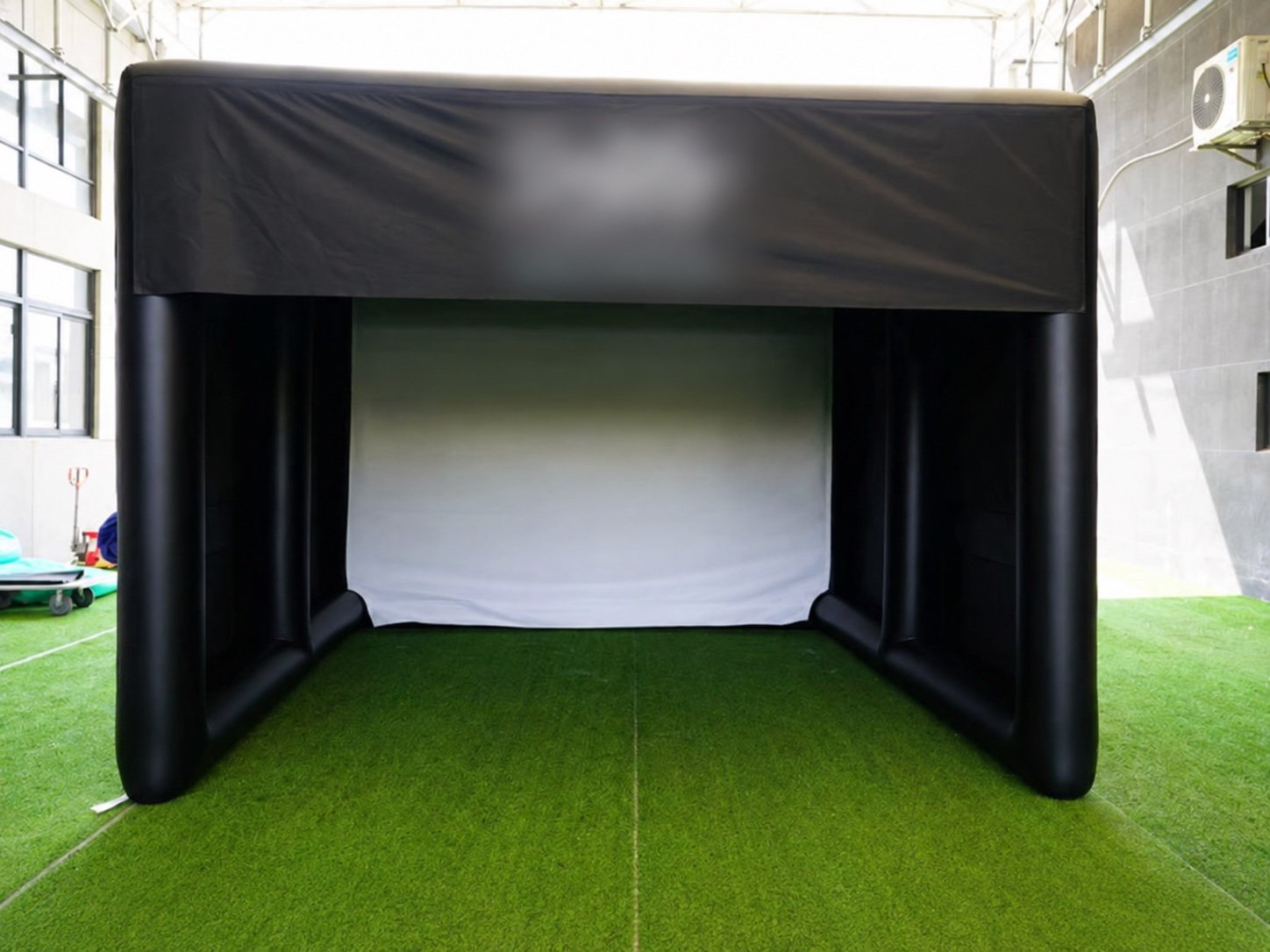 A closer view of the golf enclosure