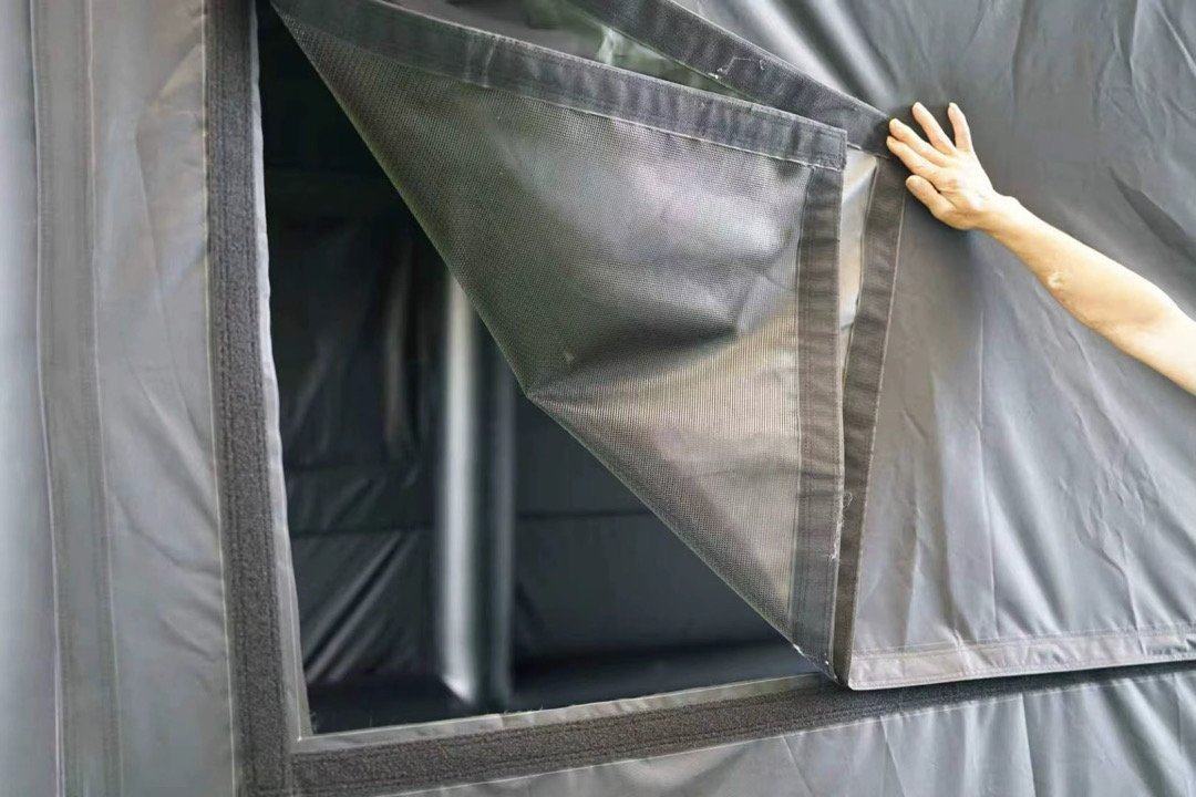 Inflatable Golf Simulator Enclosure Close-up of enclosure access flap